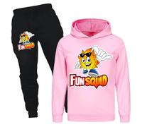 Rzfbeeok Boys Girls Squad Merch Tracksuits Gamer Printings Unisex Pullover Hoodies and Pants 2pcs Sets (Pink,7-8 Years,7 Years,8 Years)