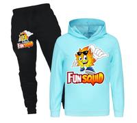 Rzfbeeok Boys Girls Squad Merch Tracksuits Gamer Printings Unisex Pullover Hoodies and Pants 2pcs Sets (Sky Blue,9-10 Years,9 Years,10 Years)