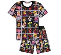 Rzfbeeok Boys Youtube Game Merch Pyjamas Sets Kids T shirt and Shorts Cartoon Design Casual Sutis (Black,11 Years)
