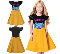 Rzfbeeok Girls Pop Singers New Star Dress up Kids Christmas Casual Party Soft Cos Dresses (Black,6 Years)