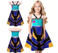 Rzfbeeok Girls Pop Singers New Star Dress up Kids Christmas Casual Party Soft Cos Dresses (Blue01,10 Years)