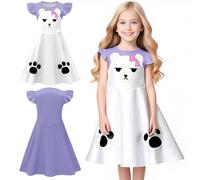 Rzfbeeok Girls Pop Singers New Star Dress up Kids Christmas Casual Party Soft Cos Dresses (White,10 Years)