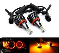 RZG 2x Amber LED Angel Eye Headlight Halo Ring Light DRL H8 Bulb 80W Canbus For E90 E92 E82 E60 E70 E71