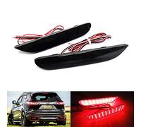 RZG 2x Black Smoked Lens Rear Bumper Reflector LED Fog Tail Stop Brake Light DRL For 2014-2021 Qashqai Pathfinder X-Trail Leaf Q50 Q30 QX30 QX80