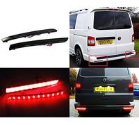 RZG 2x Black Smoked Lens Rear Bumper Reflector LED Fog Tail Stop Light For 2012-16 Transporter T5 Caravelle Multivan