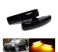 RZG 2x Black Smoked Lens Side Indicator Amber LED Marker Repeater Light For LR Freelander 2 Discovery Series 3 4 RR Sport