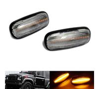 RZG 2x Clear Lens Side Indicator Amber LED Marker Repeater Light For 1998+ LR Defender 90 110 Discovery 2 Freelander