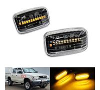 RZG 2x Clear Lens Side Indicator Amber LED Marker Repeater Light For Land Cruiser 100 Amazon LX Prado 90 Hilux VI Pickup 4Runner Celica