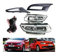 RZG 2x Front Bumper Fog Spot Driving Light Switch Bulb Grille Kit OEM Car Compatible with 2009-2014 Polo MK V 6R