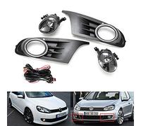 RZG 2x Front Bumper Fog Spot Driving Light Switch Bulb Grille Kit OEM Fit For 2008-2012 Golf MK VI