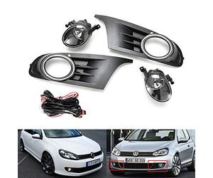 RZG 2x Front Bumper Fog Spot Driving Light Switch Bulb Grille Kit OEM Fit For 2008-2012 Golf MK VI