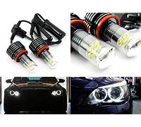 RZG 2x White LED Angel Eye Halo Ring Daytime Light H8 Bulb 60W Canbus For E90 E92 E82 E60 E70 E71