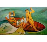 RZHRHJES Abstract Painting Poster Art Print Canvas Print Poster Big Fish Train by August Macke Landscape Canvas Painting for Office Decor 60x90cm