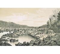 RZHRHJES Abstract Painting Poster Art Print Canvas Print Poster French Camp on the Banks of the River Mekong by Louis Delaporte Landscape Canvas Painting for Office Decor 60x90cm