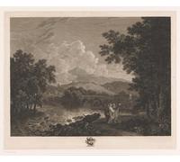 RZHRHJES Abstract Painting Poster Art Print Canvas Print Poster Landscape with Cicero on the Bank of a River Near His Villa by William Woollett Landscape Canvas Painting for Home Decor 60x90cm