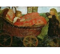 RZHRHJES Abstract Painting Poster Art Print Canvas Print Poster Little Girl Pushing a Pram by Paula Modersohn Becker Landscape Canvas Painting for Office Decor 60x90cm