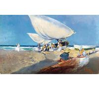 RZHRHJES Abstract Painting Poster Art Print Canvas Print Poster Mending their by Joaquín Sorolla Landscape Canvas Painting for Home Decor 60x90cm