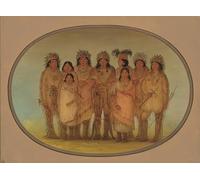 RZHRHJES Abstract Painting Poster Art Print Canvas Print Poster Nine Ojibbeway Indians in London by George Catlin Landscape Canvas Painting for Home Decor 60x90cm