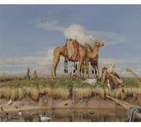 RZHRHJES Abstract Painting Poster Art Print Canvas Print Poster on the Banks of the Nile Upper Egypt by John Frederick Lewis Landscape Canvas Painting for Home Decor 60x90cm