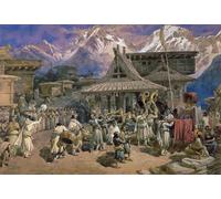RZHRHJES Abstract Painting Poster Art Print Canvas Print Poster Puja At Chini Bashahr Himalayas by William Crimea Simpson Landscape Canvas Painting for Home Decor 60x90cm