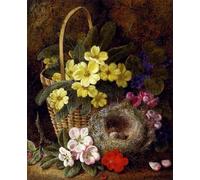 RZHRHJES Abstract Painting Poster Art Print Canvas Print Poster Still Life with Primroses Violas Cherry Blossom and Geraniums and a Thrush s Nest by Landscape Canvas Painting for Home Decor 60x90cm
