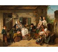 RZHRHJES Abstract Painting Poster Art Print Canvas Print Poster Sunday in the Backwoods by Thomas Faed Landscape Canvas Painting for Home Decor 60x90cm