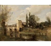 RZHRHJES Abstract Painting Poster Art Print Canvas Print Poster The Bridges of Mantes by Jean Baptiste Camille Corot Landscape Canvas Painting for Home Decor 60x90cm