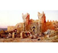 RZHRHJES Abstract Painting Poster Art Print Canvas Print Poster the Departure of the Gate of Shelah Morocco by Edwin Lord Weeks Landscape Canvas Painting for Home Decor 60x90cm
