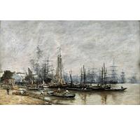 RZHRHJES Abstract Painting Poster Art Print Canvas Print Poster the Harbour of Bordeaux by Eugene Louis Boudin Landscape Canvas Painting for Office Decor 60x90cm