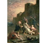RZHRHJES Abstract Painting Poster Art Print Canvas Print Poster the Martyrdom of St Stephen by Ferdinandeugene Delacroix Landscape Canvas Painting for Home Decor 60x90cm