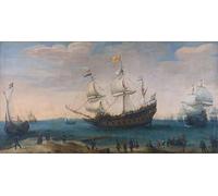 RZHRHJES Abstract Painting Poster Art Print Canvas Print Poster the Mauritius and Other East Indiamen by Hendrick Cornelisz Vroom Landscape Canvas Painting for Office Decor 60x90cm