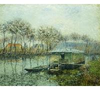 RZHRHJES Abstract Painting Poster Art Print Canvas Print Poster the Seine At Port Marley the Seine At Port Marley by Gustave Loiseau Landscape Canvas Painting for Home Decor 60x90cm