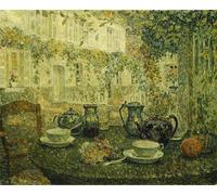 RZHRHJES Abstract Painting Poster Art Print Canvas Print Poster the Stone Table Le Table De Pierre by Henri Eugene Augustin Le Sidaner Landscape Canvas Painting for Home Decor 60x90cm