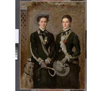 RZHRHJES Abstract Painting Poster Art Print Canvas Print Poster the Twins Portrait of Kate Edith and Grace Maud Hoare by John Everett Millais Landscape Canvas Painting for Home Decor 60x90cm