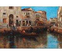 RZHRHJES Abstract Painting Poster Art Print Canvas Print Poster Venetian Canal Scene by Wilhelm Von Gegerfelt Landscape Canvas Painting for Office Decor 60x90cm