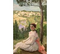 RZHRHJES Abstract Painting Poster Art Print Canvas Print Poster View of the Village Castelnau by Jean Frederic Bazille Landscape Canvas Painting for Office Decor 60x90cm