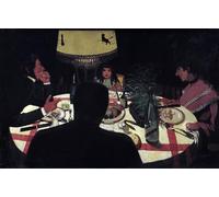 RZHRHJES Art Canvas Print Retro Picture Dinner lamp effect. Representation of the painter surrounds his wife and beautiful children. by Felix Edouard Vallotton for Office Decor 60x90cm