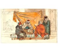 RZHRHJES Famous Painting Poster Art Canvas Print Retro Picture a Turkish Notary Draws Up a Marriage Contract by Maritinus Rørbye Poster Wall Art for Office Decor 60x90cm