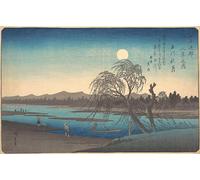 RZHRHJES Famous Painting Poster Art Canvas Print Retro Picture Autumn Moon on the Tama River by Ando Hiroshige Poster Wall Art for Office Decor 60x90cm