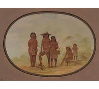 RZHRHJES Famous Painting Poster Art Canvas Print Retro Picture Five Indians by George Catlin Poster Wall Art for Home Decor 60x90cm