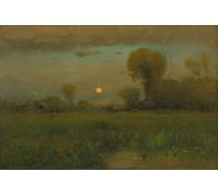 RZHRHJES Famous Painting Poster Art Canvas Print Retro Picture Harvest Moon by George Inness Poster Wall Art for Home Decor 60x90cm