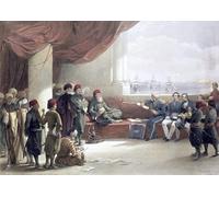 RZHRHJES Famous Painting Poster Art Canvas Print Retro Picture Interview with the Viceroy of Egypt At His Palace Alexandria by David Roberts Poster Wall Art for Office Decor 60x90cm