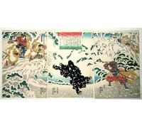 RZHRHJES Famous Painting Poster Art Canvas Print Retro Picture Kamei Rokuro and the Black Animal in the Snow by Utagawa Kuniyoshi Poster Wall Art for Home Decor 60x90cm
