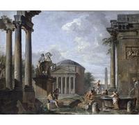 RZHRHJES Famous Painting Poster Art Canvas Print Retro Picture Landscape with Roman Ruins by Paolo Pannini Poster Wall Art for Home Decor 60x90cm