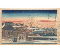 RZHRHJES Famous Painting Poster Art Canvas Print Retro Picture Morning Cherry Blossoms At Shin-yoshiwara by Ando Hiroshige Poster Wall Art for Office Decor 60x90cm