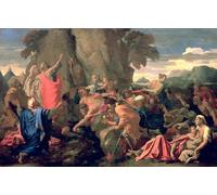 RZHRHJES Famous Painting Poster Art Canvas Print Retro Picture Moses Striking Water by Nicolas Poussin Poster Wall Art for Office Decor 60x90cm