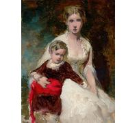 RZHRHJES Famous Painting Poster Art Canvas Print Retro Picture Seated Woman and Child George Elgar Hicks Poster Wall Art for Office Decor 60x90cm