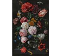 RZHRHJES Famous Painting Poster Art Canvas Print Retro Picture Still Life with Flowers in a Glass Vase by Jan Davidsz De Heem Poster Wall Art for Home Decor 60x90cm