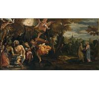 RZHRHJES Famous Painting Poster Art Canvas Print Retro Picture the Baptism and the Temptations of Christ by Paolo Veronese Poster Wall Art for Home Decor 60x90cm
