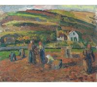 RZHRHJES Famous Painting Poster Art Canvas Print Retro Picture the Harvest of Potatoes Pontoise by Camille Jacob Pissarro Poster Wall Art for Office Decor 60x90cm